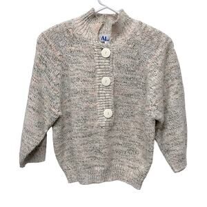 Vintage Womens Knit Sweater Medium Petite Button Front Cottagecore Size MP